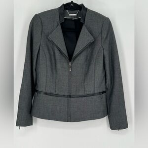 WHITE HOUSE BLACK MARKET GREY FITTED BLAZER MODERN CHIC NWOT
